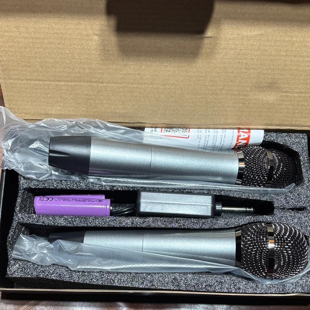 Sleek Silver Wireless Microphone Set